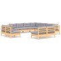Gartenmöbel-Set 11-teilig und Kissen aus massivem Kiefernholz von vidaXL, Gartensets - Ref: Foro24-3096862, Preis: 839,20 €, ...