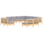 Gartenmöbel-Set 11-teilig und Kissen aus massivem Kiefernholz von vidaXL, Gartensets - Ref: Foro24-3096862, Preis: 839,20 €, ...