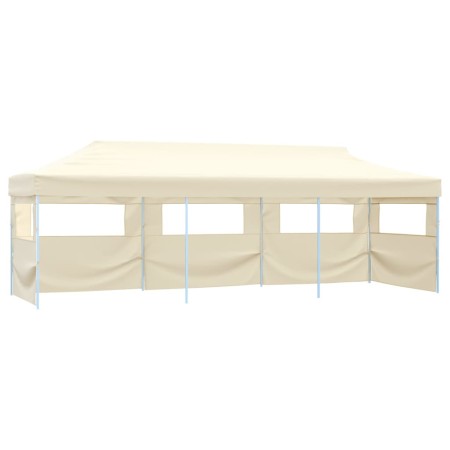 Carpa de fiestas pop-up plegable con 5 paredes crema 3x9 m