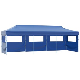 Carpa plegable Pop-up con 5 paredes laterales 3x9 m azul