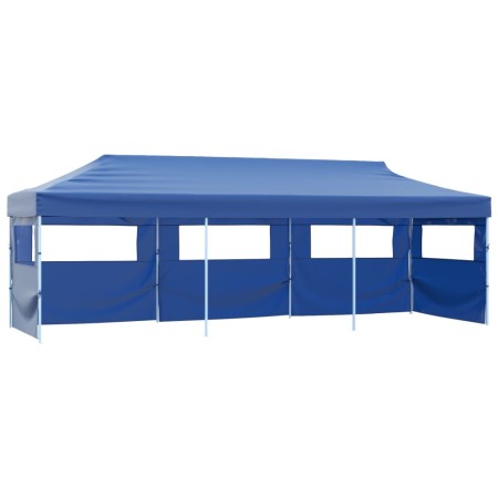 Carpa plegable Pop-up con 5 paredes laterales 3x9 m azul