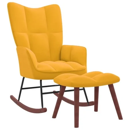 Schaukelstuhl mit Fußstütze aus senfgelbem Stoff von vidaXL, Schaukelstühle - Ref: Foro24-328157, Preis: 133,22 €, Rabatt: %