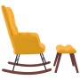 Silla mecedora con reposapiés tela amarillo mostaza de vidaXL, Mecedoras - Ref: Foro24-328157, Precio: 134,94 €