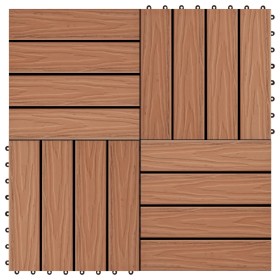Baldosas porche relieve profundo WPC 1 m² marrón claro 11 uds