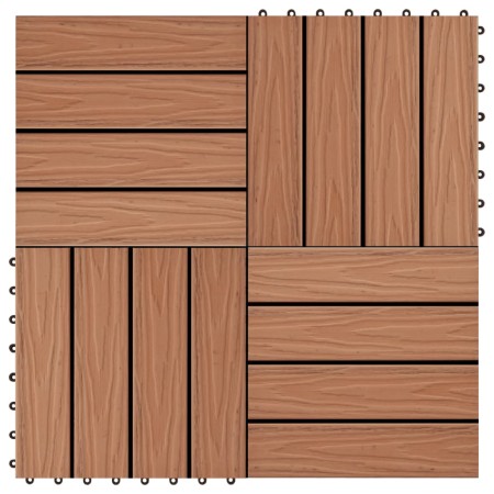 Baldosas porche relieve profundo WPC 1 m² marrón claro 11 uds