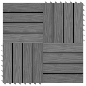 Baldosas porche relieve profundo WPC 30x30 cm 1 m² gris 11 uds