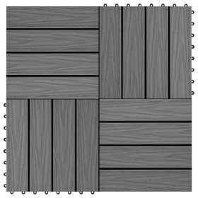 Baldosas porche relieve profundo WPC 30x30 cm 1 m² gris 11 uds