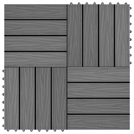 Baldosas porche relieve profundo WPC 30x30 cm 1 m² gris 11 uds