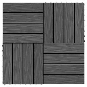 Baldosas porche relieve profundo WPC 30x30 cm 1 m² negro 11 uds