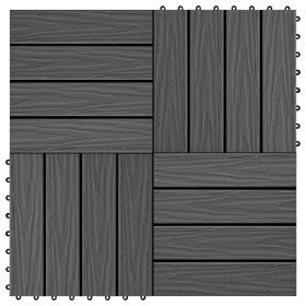 Baldosas porche relieve profundo WPC 30x30 cm 1 m² negro 11 uds