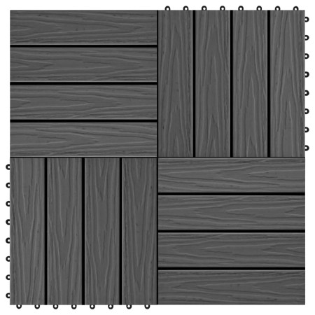 Baldosas porche relieve profundo WPC 30x30 cm 1 m² negro 11 uds