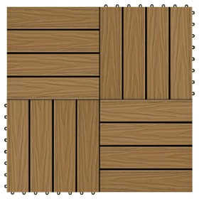 Baldosas porche relieve profundo WPC 30x30 cm 1 m² teca 11 uds