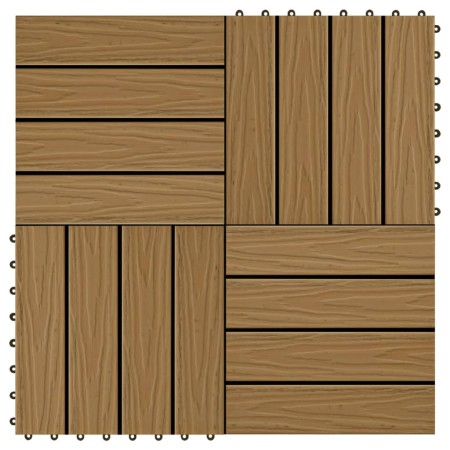 Baldosas porche relieve profundo WPC 30x30 cm 1 m² teca 11 uds