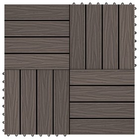 Baldosas porche relieve profundo WPC 1 m² marrón oscuro 11 uds