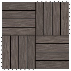 Baldosas porche relieve profundo WPC 1 m² marrón oscuro 11 uds