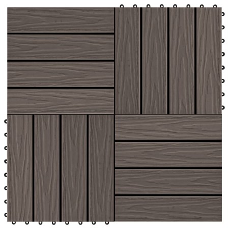 Baldosas porche relieve profundo WPC 1 m² marrón oscuro 11 uds