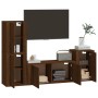 Set de muebles para TV 4 pzas madera contrachapada marrón roble