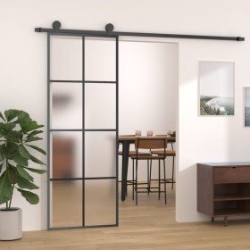 Puerta corredera con set herrajes vidrio ESG aluminio 76x205 cm