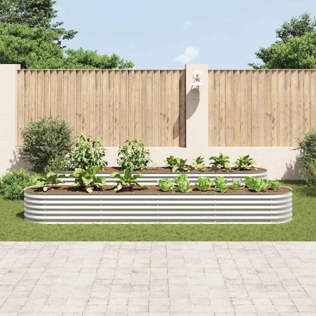 Arriate de acero galvanizado plateado 400x80x44 cm en Maceteros y jardineras | Comprar online en Foro24