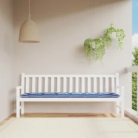 Garden bench cushion blue and white striped fabric 200x50x7 cm by vidaXL, Cushions for chairs and sofas - Ref: Foro24-361652,...
