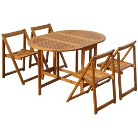 Set comedor de jardín plegable 5 piezas madera maciza de acacia Set comedor de jardín plegable 5 piezas madera maciza de acacia