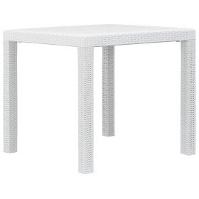 Mesa de jardín de plástico aspecto ratán blanco 79x79x72 cm