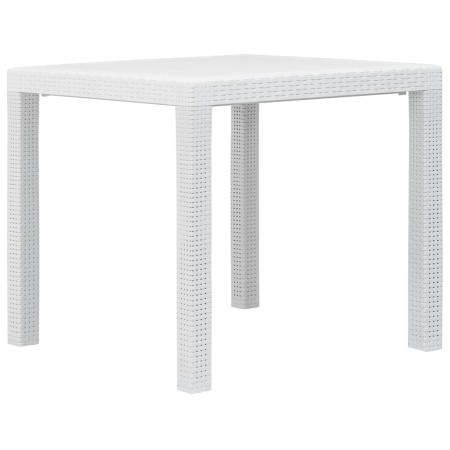 Mesa de jardín de plástico aspecto ratán blanco 79x79x72 cm en Mesas de jardín | Comprar online en Foro24