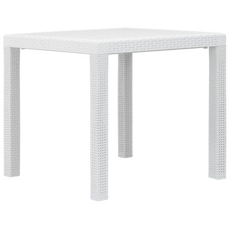 Mesa de jardín de plástico aspecto ratán blanco 79x79x72 cm