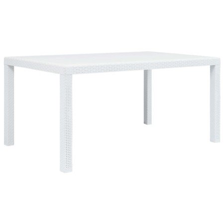 Mesa de jardín plástico aspecto de ratán blanco 150x90x72 cm