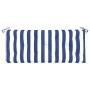 Garden bench cushion blue and white striped fabric 120x50x7 cm by vidaXL, Cushions for chairs and sofas - Ref: Foro24-361595,...