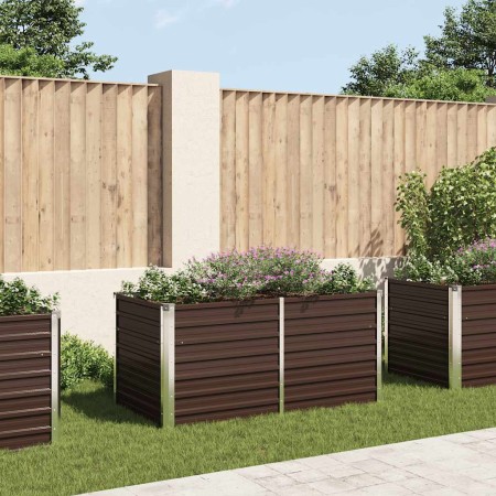 Mesa de cultivo de acero galvanizado marrón 160x80x77 cm