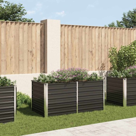Jardinera elevada acero galvanizado gris antracita 160x80x77cm