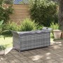 Banco con almacenaje con cojín ratán sintético gris 138 cm