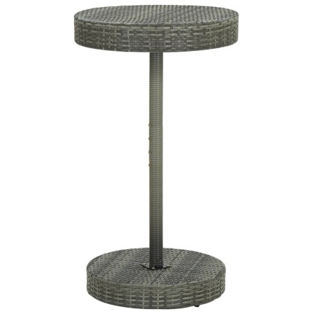 Mesa de jardín de ratán sintético gris 60,5x106 cm