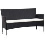 Set muebles de jardín y cojines 5 piezas ratán sintético negro