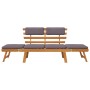 Sofá cama de jardín 2 en 1 con cojín madera maciza acacia 190cm