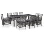 Conjunto de comedor de jardín 9 piezas ratán sintético gris