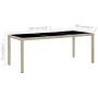 Set comedor de jardín 9 piezas y cojines ratán sintético beige