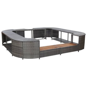 Borde cuadrado bañera hidromasaje ratán PE gris 268x268x55 cm en Accesorios para piscinas y spa | Comprar online en Foro24