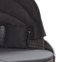 Tumbona de jardín con dosel de ratán sintético gris