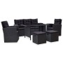 Set muebles de jardín 6 piezas y cojines ratán sintético negro