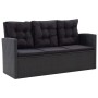 Set muebles de jardín 6 piezas y cojines ratán sintético negro