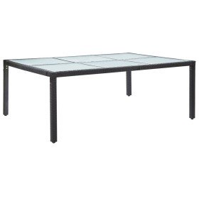 Mesa de comedor de jardín negro 200x150x74 cm ratán sintético