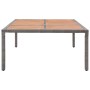 Mesa de jardín ratán PE y madera de acacia gris 200x150x74 cm