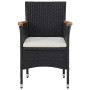 Set comedor jardín 5 pzas ratán sintético y madera acacia negro