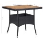 Set comedor jardín 5 pzas ratán sintético y madera acacia negro