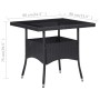 Mesa de comedor para jardín ratán sintético y vidrio negro
