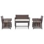Set muebles de jardín 4 piezas y cojines ratán sintético marrón