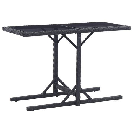Mesa de jardín de vidrio y ratán sintético negro 110x53x72 cm en Mesas de jardín | Comprar online en Foro24