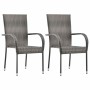 Sillas de jardín apilables 2 unidades ratán sintético gris